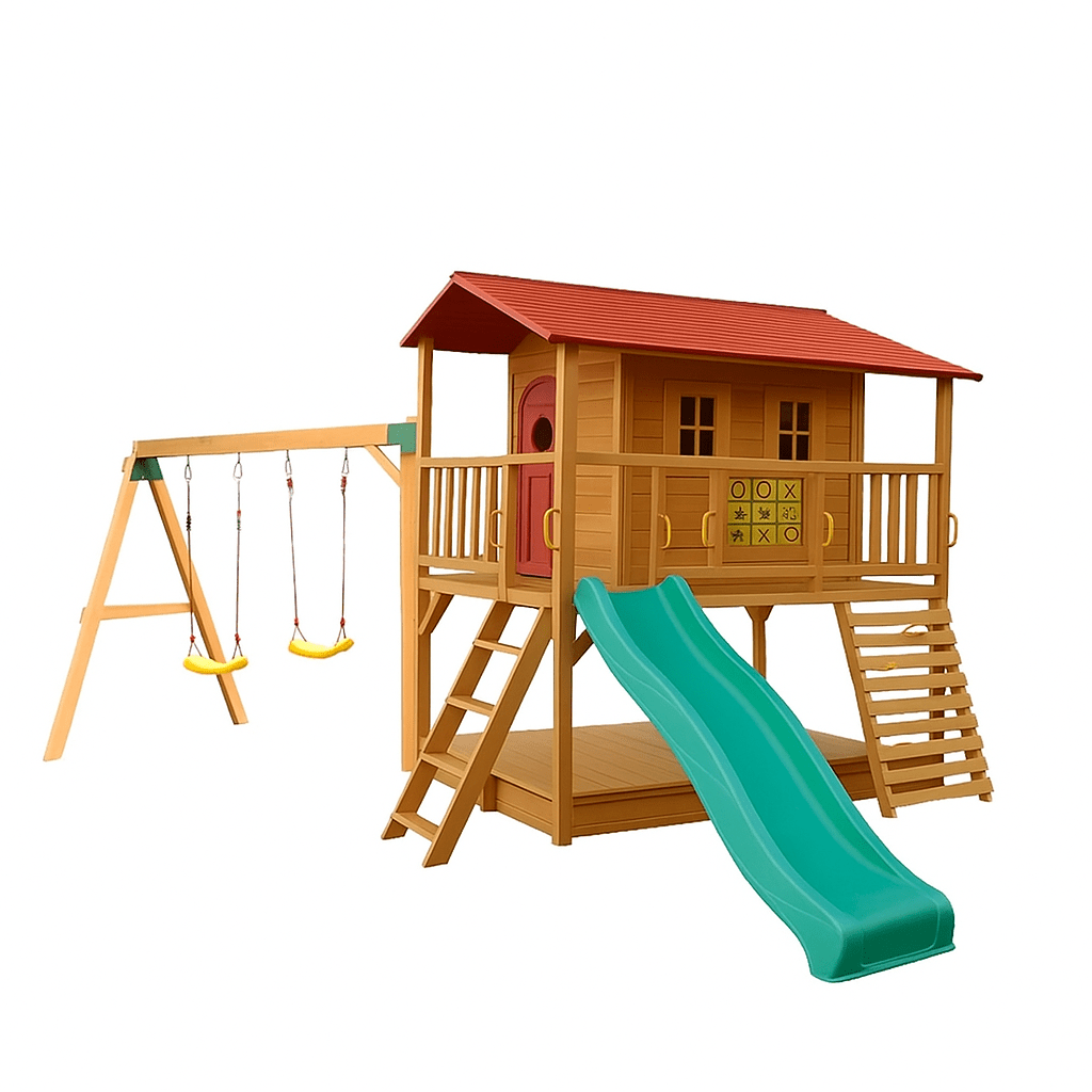 Sweet Shack Cubby House with Sandbox with Swing Set