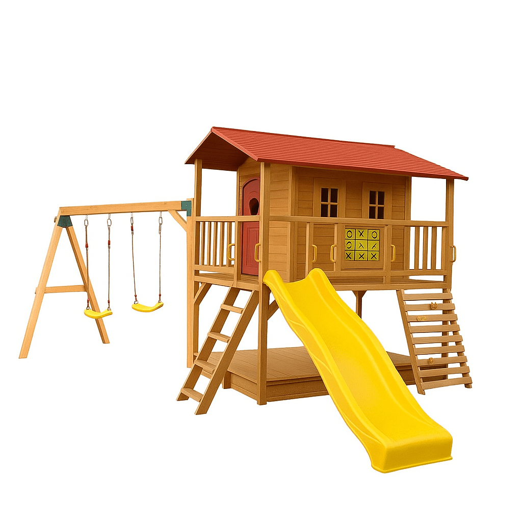 Sweet Shack Cubby House with Sandbox with Swing Set