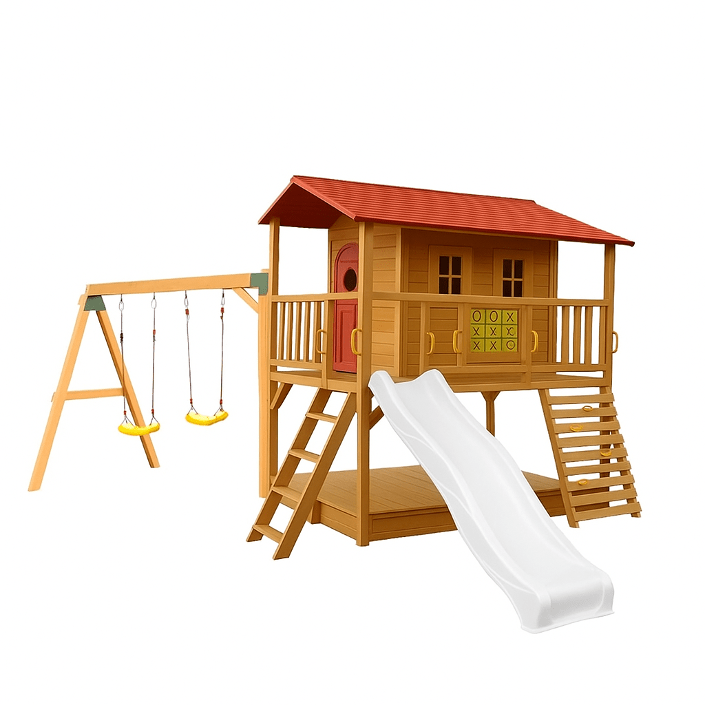 Sweet Shack Cubby House with Sandbox with Swing Set