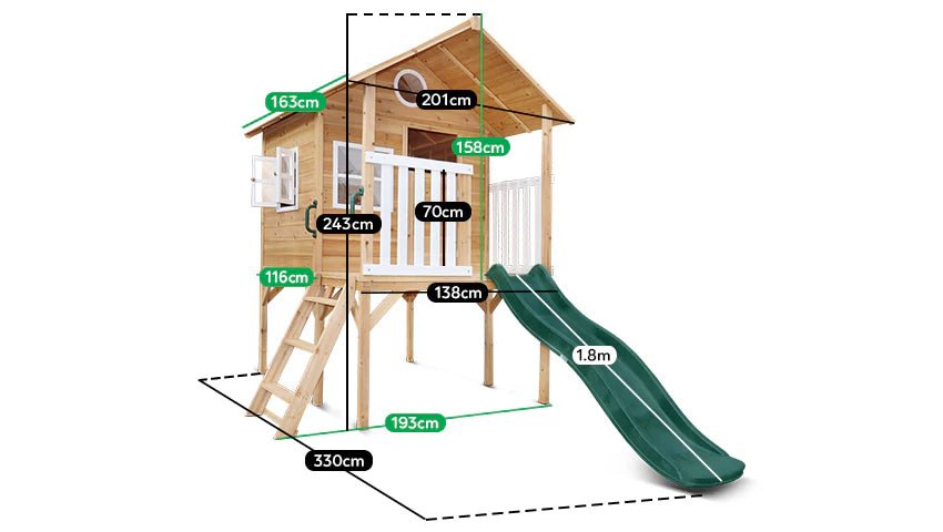 Lifespan Kids Archie Elevated Cubby House with Green Slide