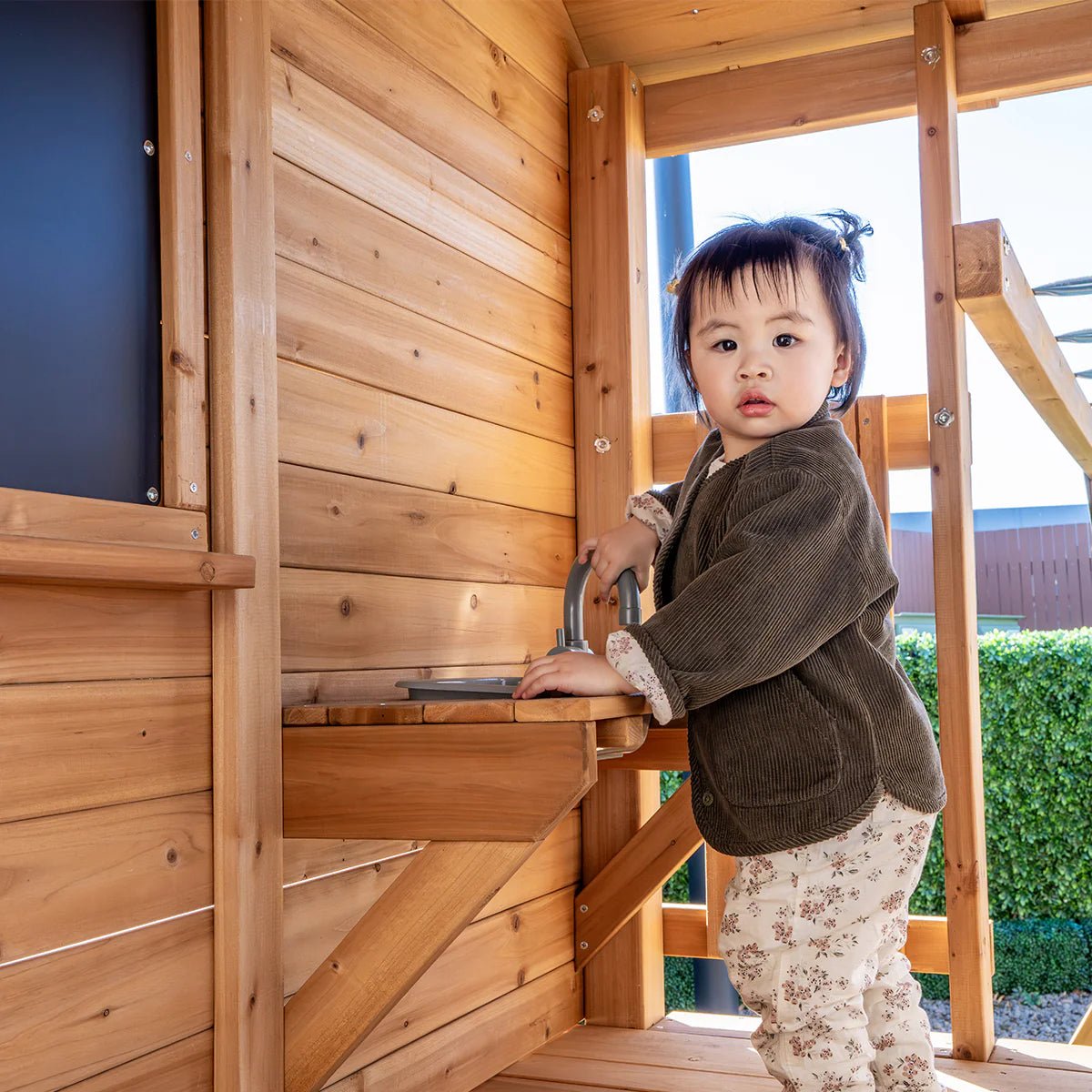 Kingston Cubby House, Monkey Bars & Swing Set with 2.2m Slide (All Colour Variants)