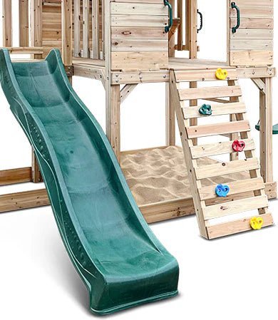 Kingston Cubby House, Monkey Bars & Swing Set with 2.2m Slide (All Colour Variants)