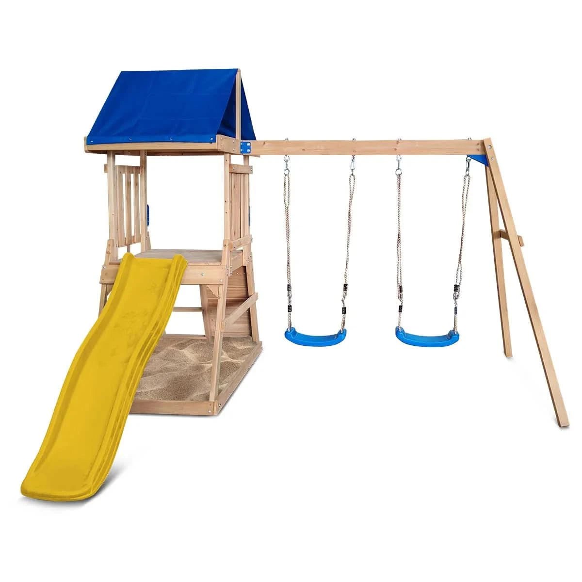 Lifespan Kids Hazelbrook Swing Set & Play Centre with 1.8 m Slide (Yellow / Blue)