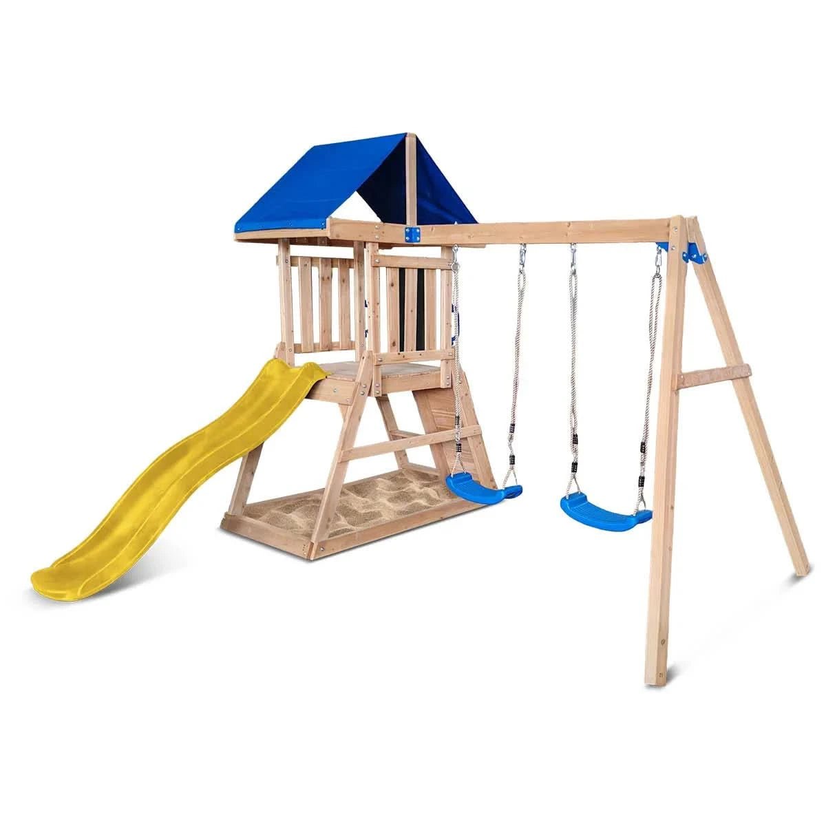 Lifespan Kids Hazelbrook Swing Set & Play Centre with 1.8 m Slide (Yellow / Blue)