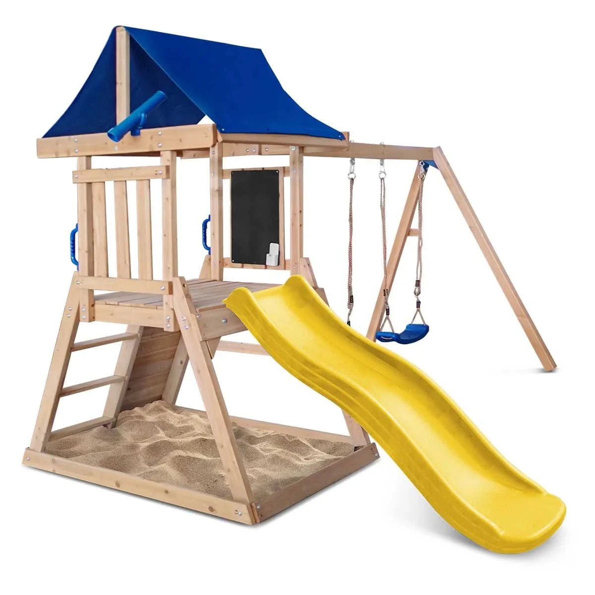 Lifespan Kids Hazelbrook Swing Set & Play Centre with 1.8 m Slide (Yellow / Blue)