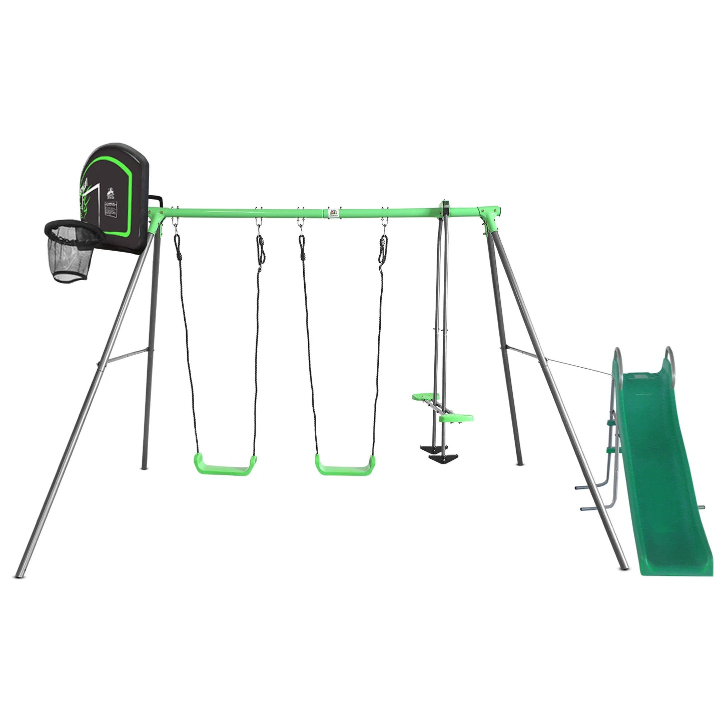 Lifespan Kids Hurley 2 Metal Swing Set with Slippery Slide