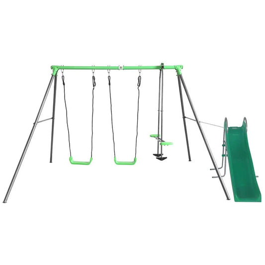 Lifespan Kids Hurley 2 Metal Swing Set with Slippery Slide