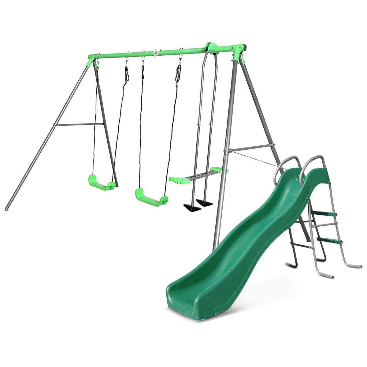 Lifespan Kids Hurley 2 Metal Swing Set with Slippery Slide