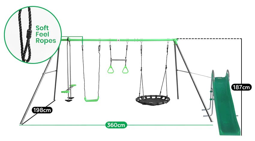 Lifespan Kids Lynx 4 Station Swing Set with Slippery Slide