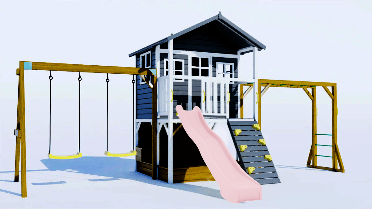 Caboodle Shack with Mud Kitchen, Monkey Bars & Swing Set