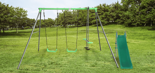 Lifespan Kids Hurley 2 Metal Swing Set with Slippery Slide