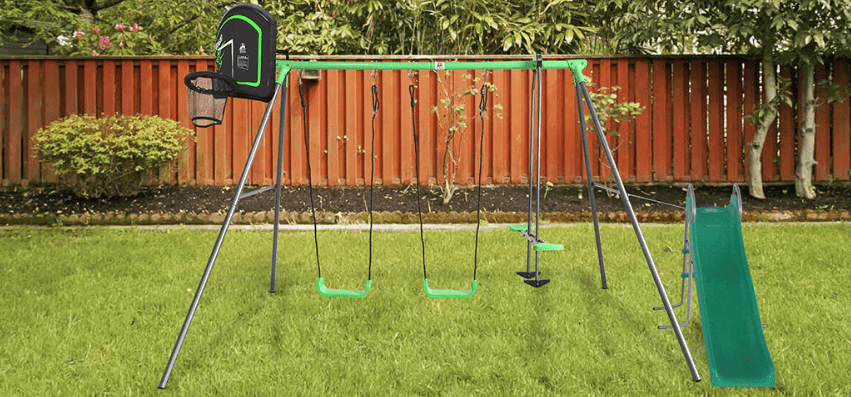 Lifespan Kids Hurley 2 Metal Swing Set with Slippery Slide