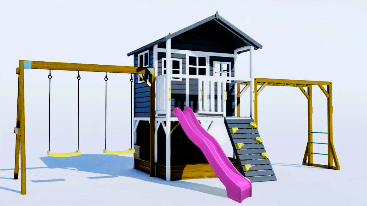 Caboodle Shack with Mud Kitchen, Monkey Bars & Swing Set