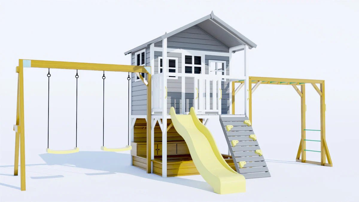 Caboodle Shack with Mud Kitchen, Monkey Bars & Swing Set