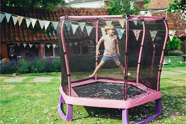 Plum 7ft Junior Jumper Trampoline with Springsafe® Enclosure – Pink – Ages 3–7