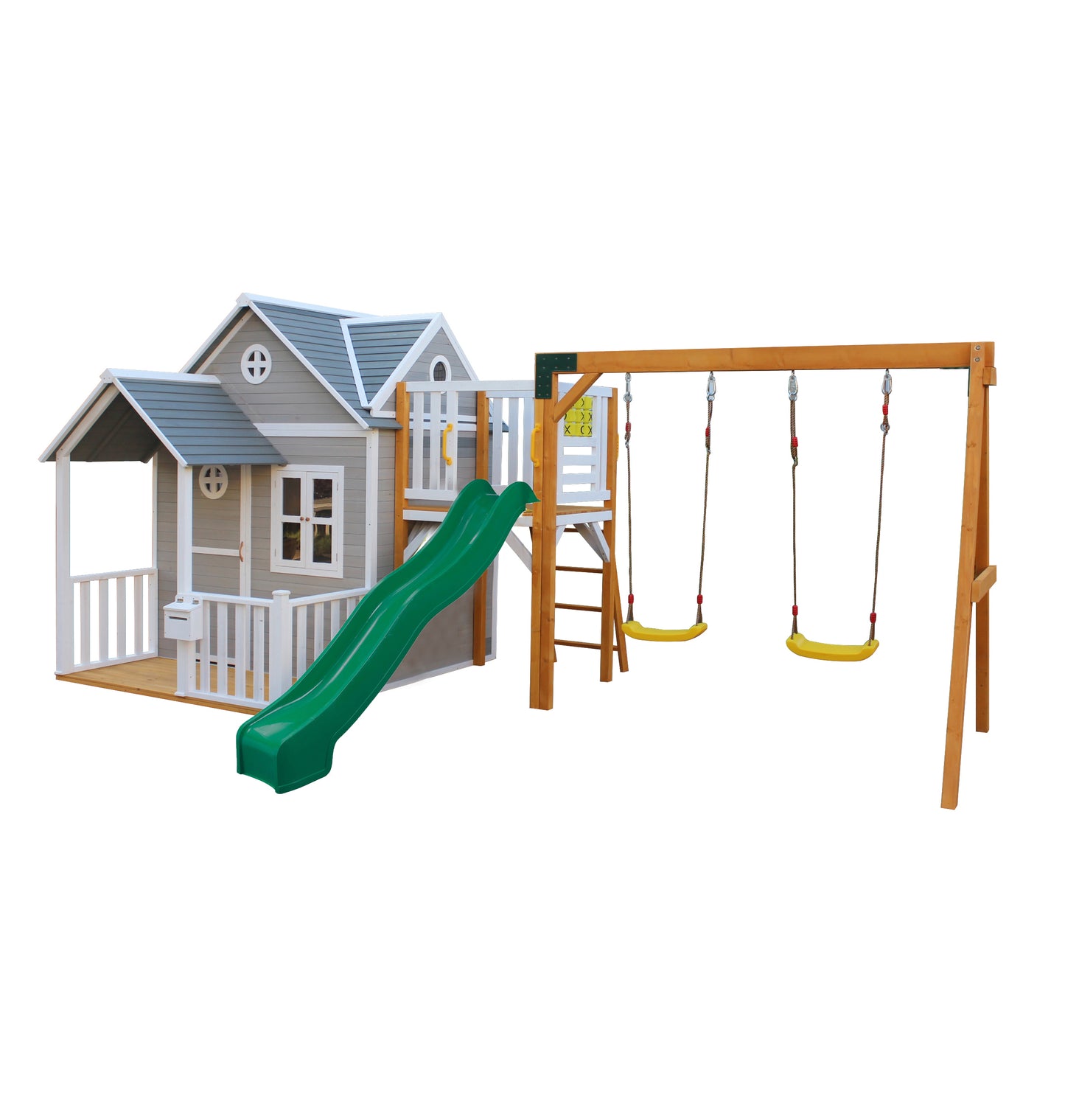Jolly Shack Cubby House with Mud Kitchen & Swing Set
