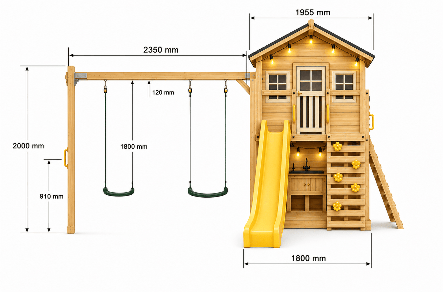 Caboodle Shack with Mud Kitchen & Swing Set