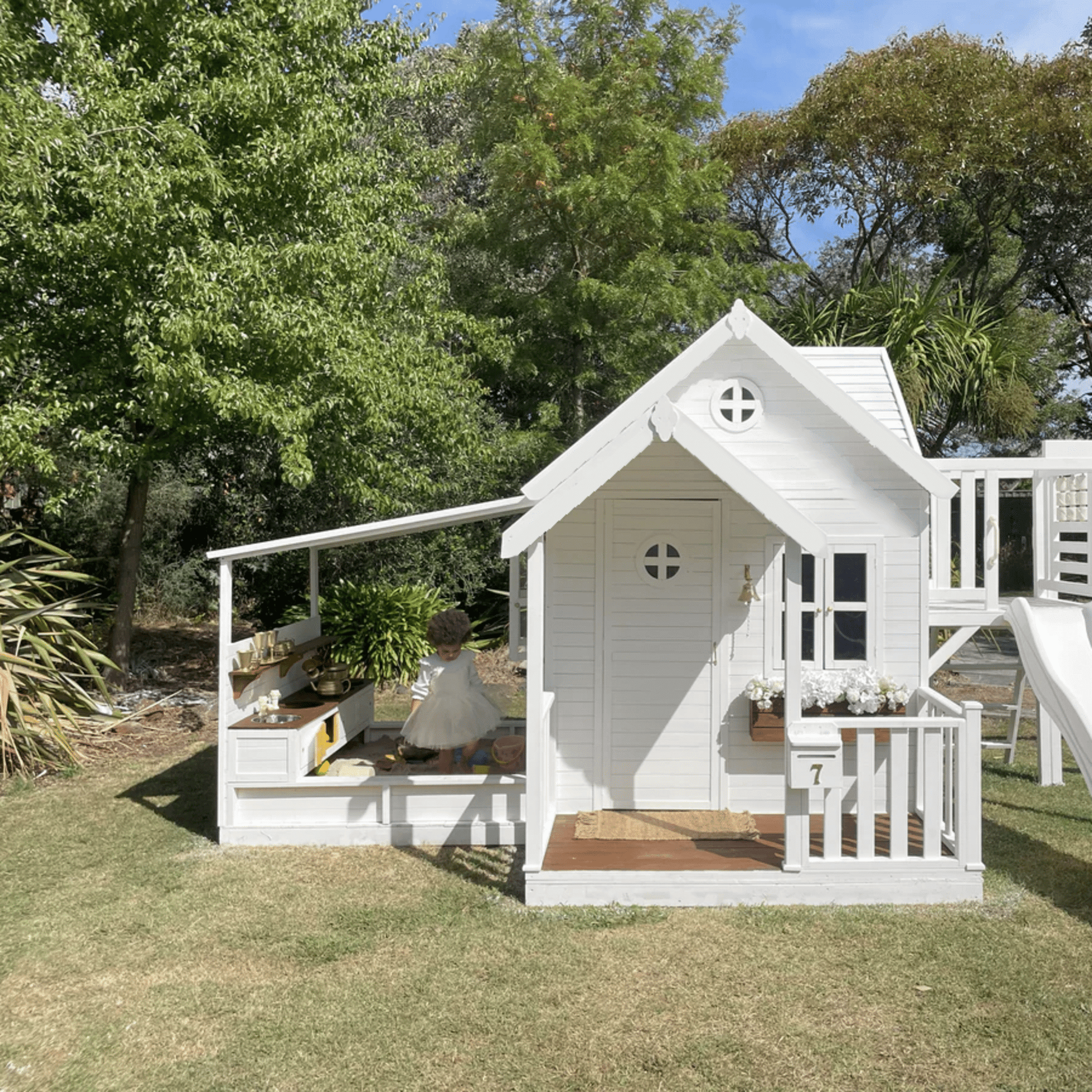 Buy The Jolly Shack Cubby House with Mud Kitchen Swing Set