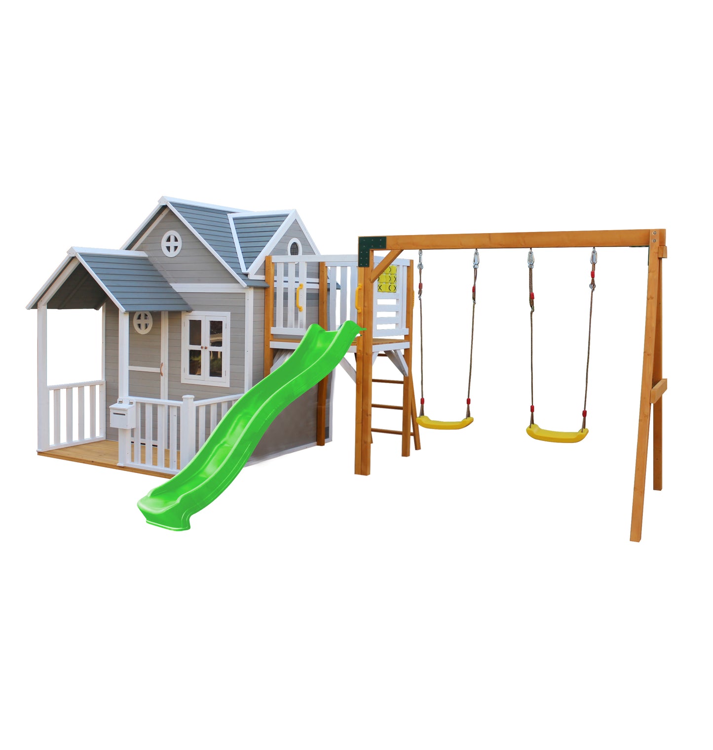 PREORDER Jolly Shack Cubby House with Mud Kitchen & Swing Set