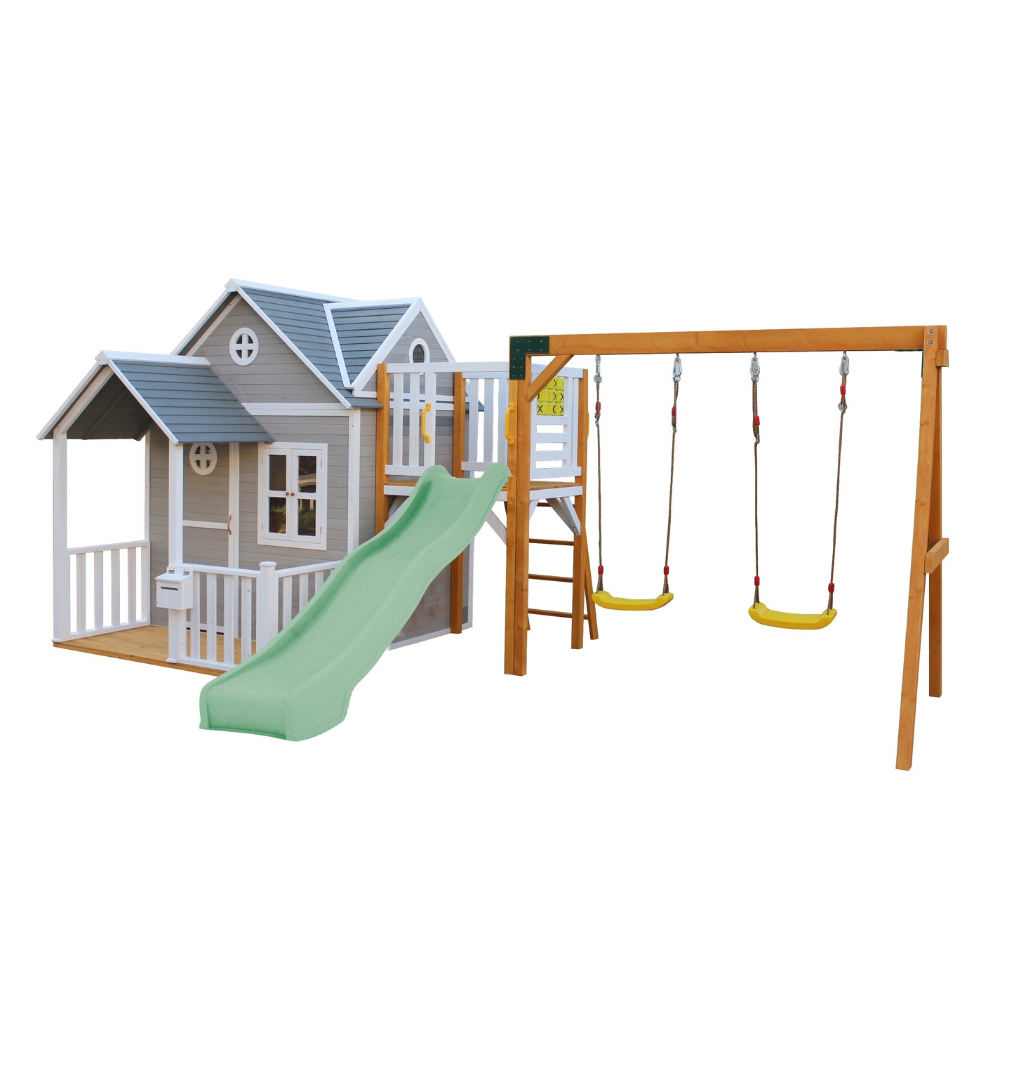 Jolly Shack Cubby House with Mud Kitchen & Swing Set