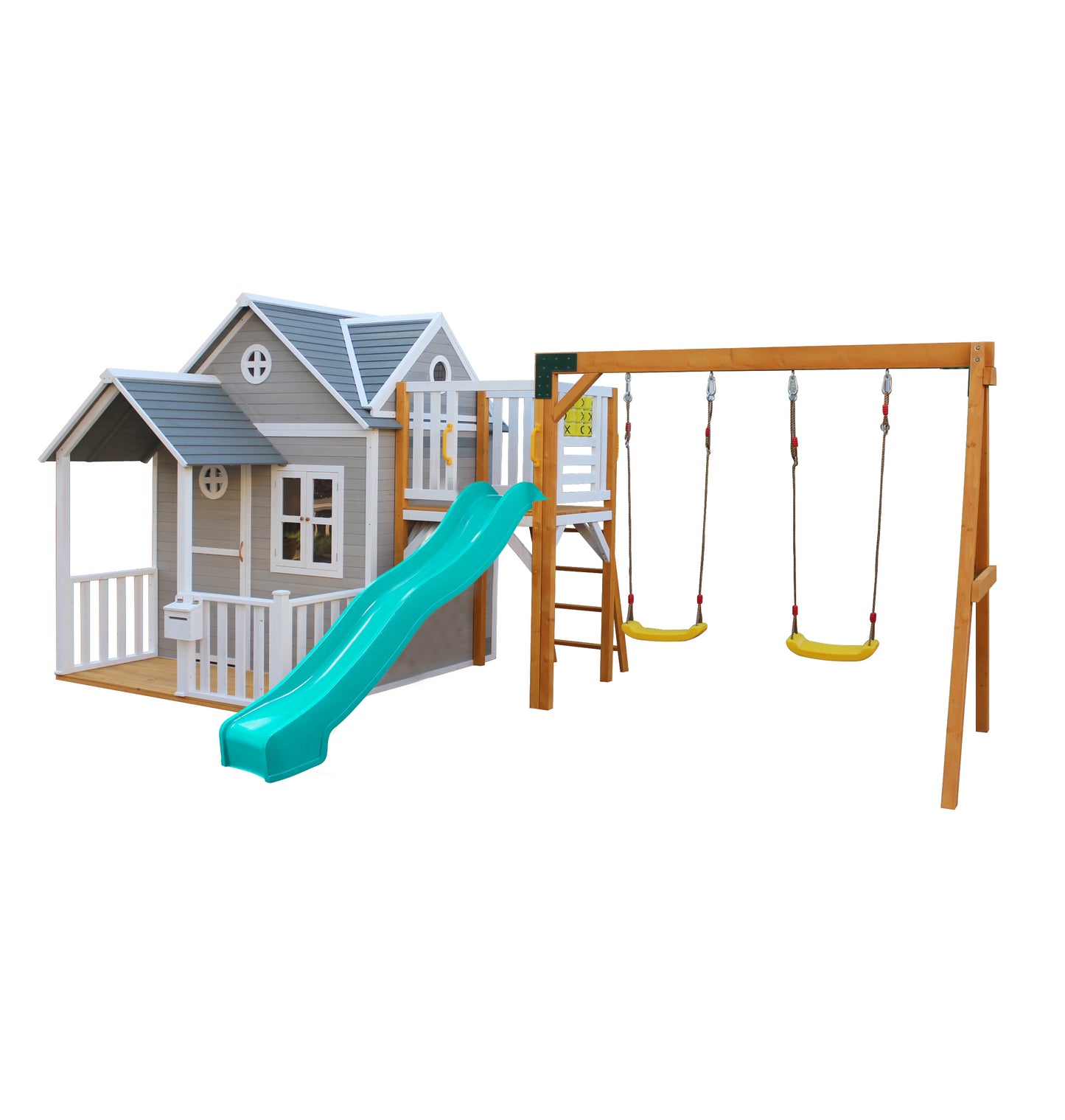 Jolly Shack Cubby House with Mud Kitchen & Swing Set