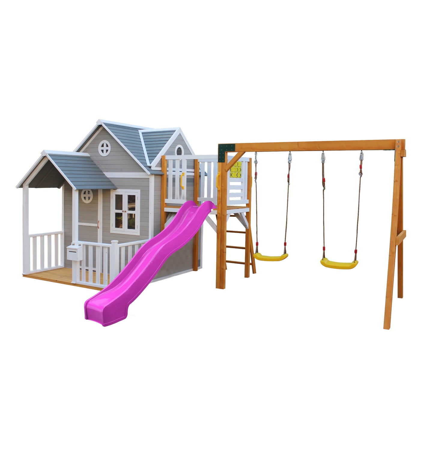 Jolly Shack Cubby House with Mud Kitchen & Swing Set