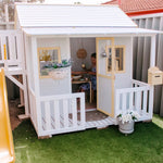 Kids Playing Tea Party inside a cubby house