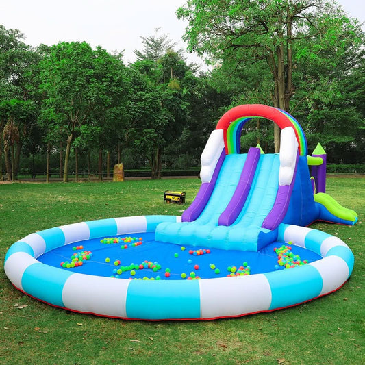 Rainbow Pool and Bounce Castle with Dual Slides / Ball Pit (63102)
