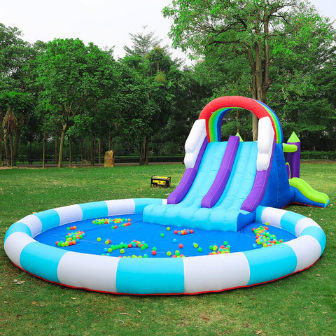 Rainbow Pool and Bounce Castle with Dual Slides / Ball Pit (63102)