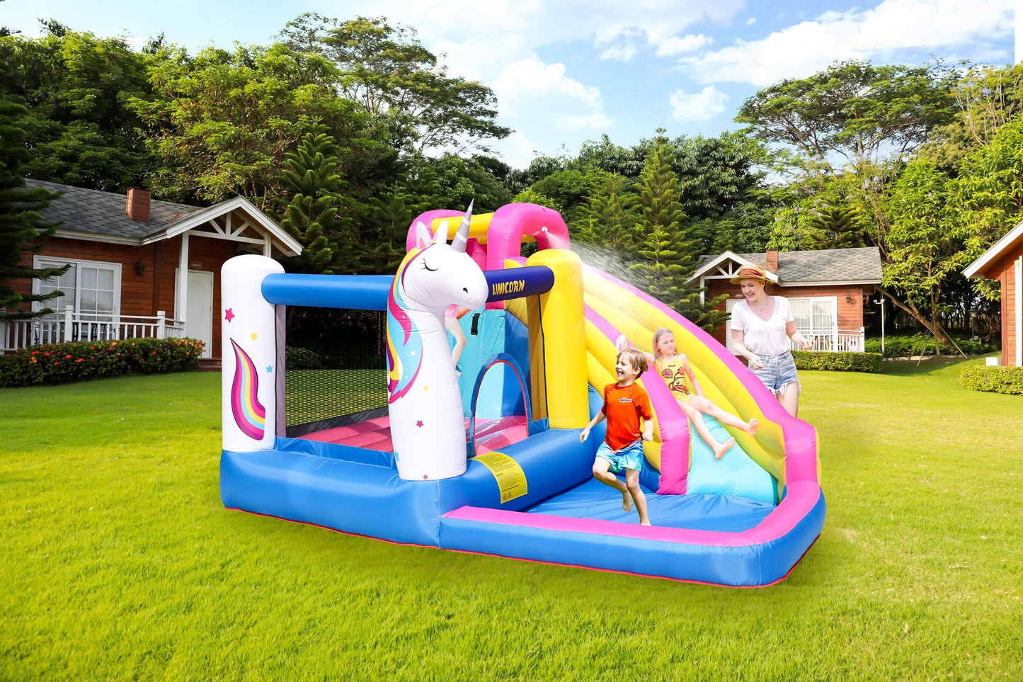 Water Park Unicorn Inflatable Pool With Slide Inflatable Unicorn