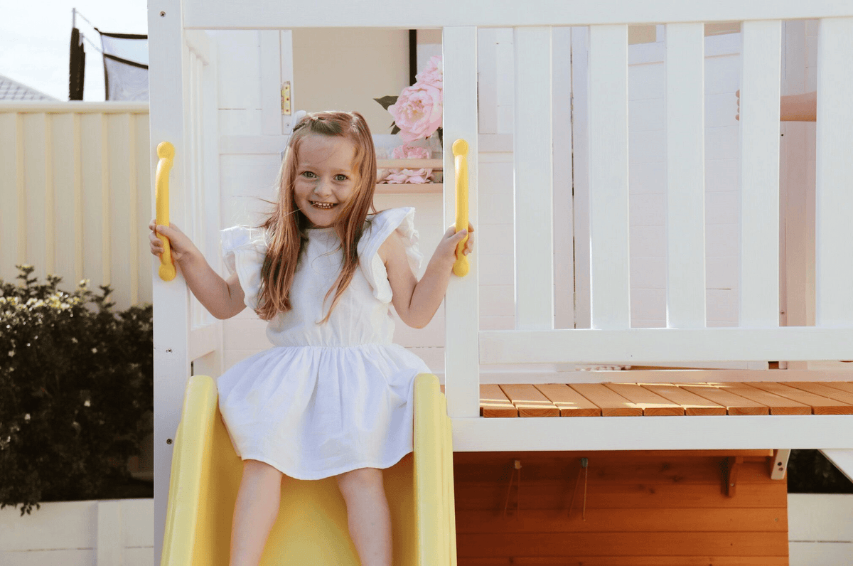 Buy The Sunshine Shack Cubby House With A Slide Kidzshack
