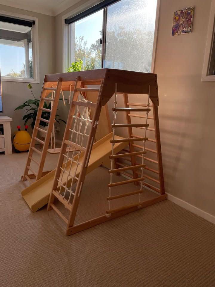 Indoor Climbing Play Gym with Slide & Swing Frame