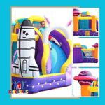 Space Inflatable Bouncy Castle with Slide and Pool / Ball Pit (72039)