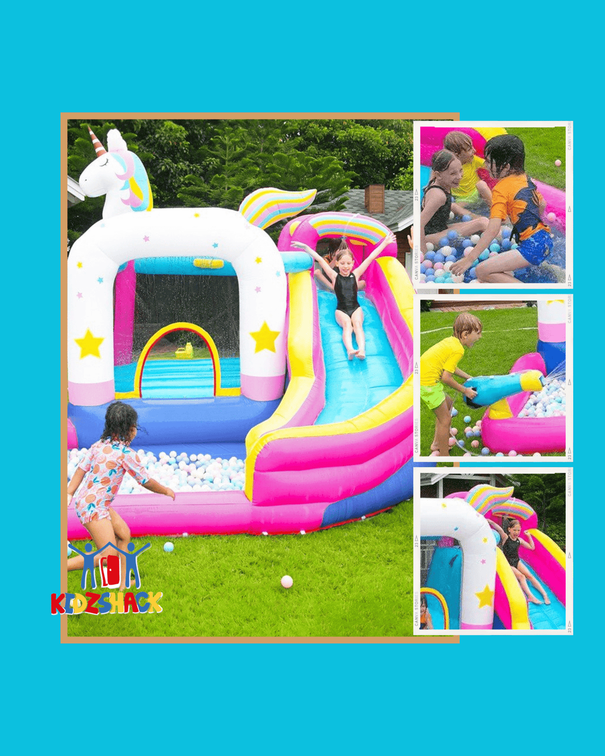 Unicorn Fun Inflatable with Slide and Pool (63103)